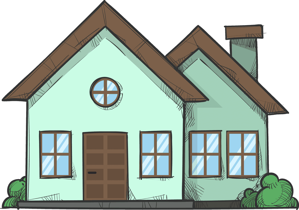 hand drawn modern house illustration with cozy features for home decor enthusiasts