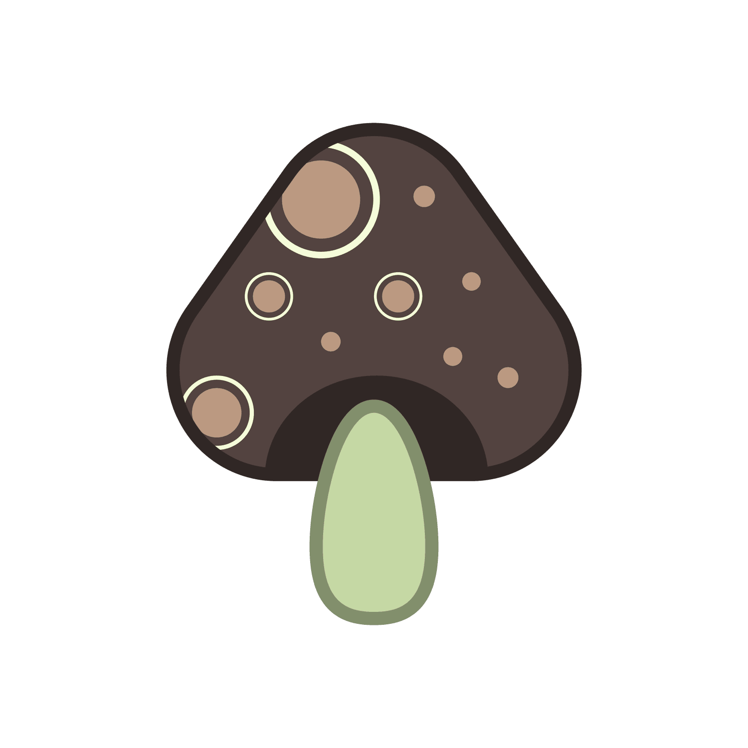Hand drawn mushroom icon with classic colors