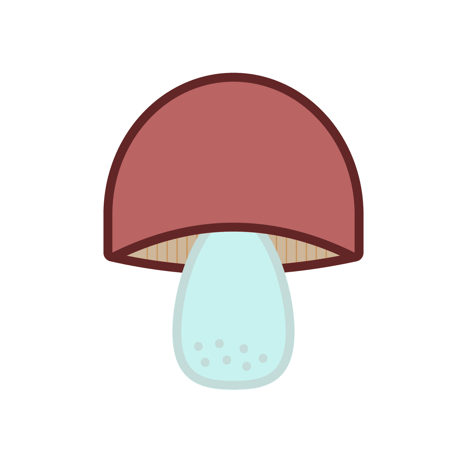 Hand drawn mushroom icon with classic colors