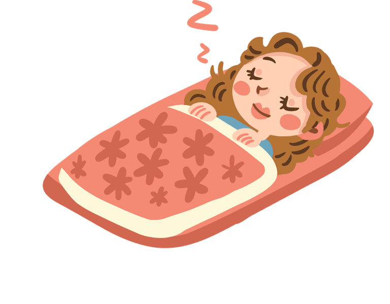 hand drawn people sleeping futon in cozy bedroom scenes for relaxation and comfort