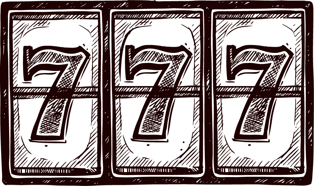 hand drawn sketch casino collection featuring classic slot machines with lucky sevens