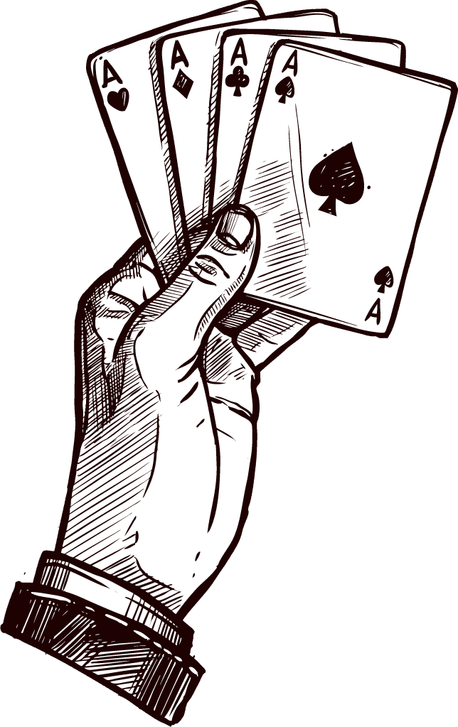 hand drawn sketch casino collection featuring iconic playing cards for vintage gaming themes