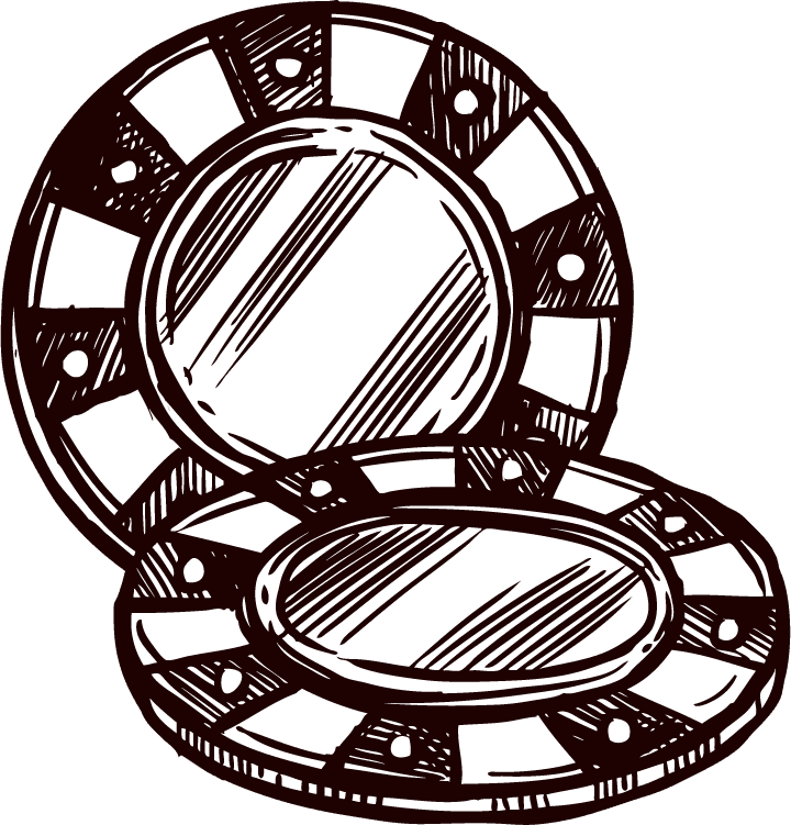 hand drawn sketch casino collection featuring detailed poker chips for vintage-themed projects