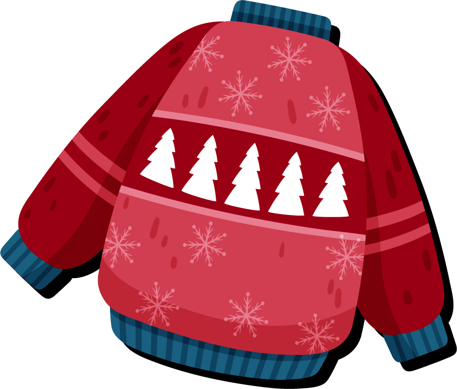 hand drawn ugly sweater collection featuring festive trees and snowflakes for holiday cheer