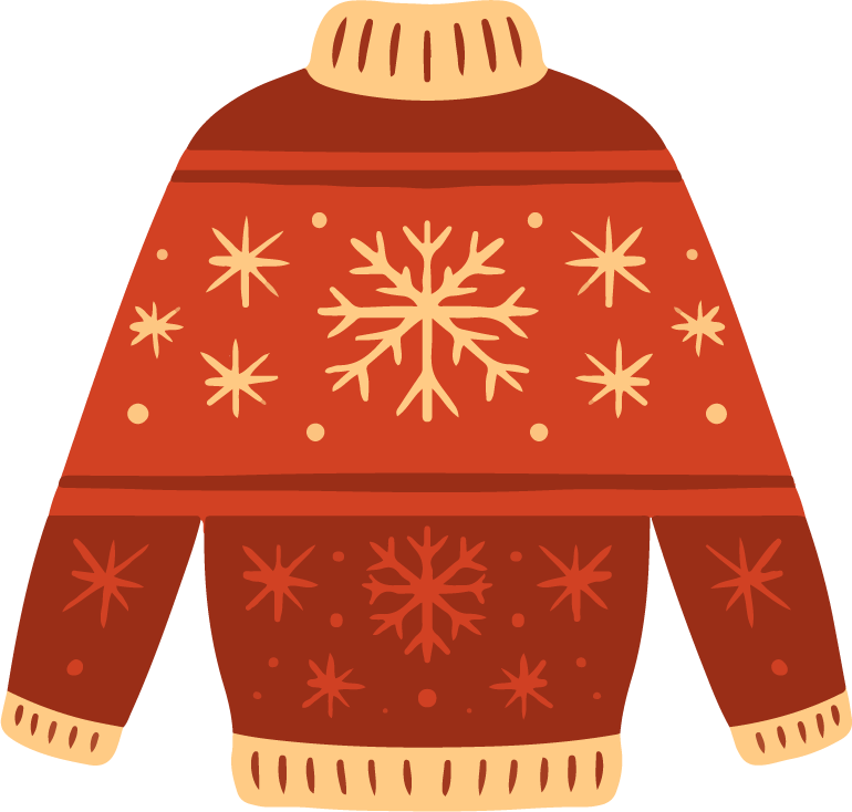 hand drawn ugly sweater collection with festive holiday patterns for seasonal celebration