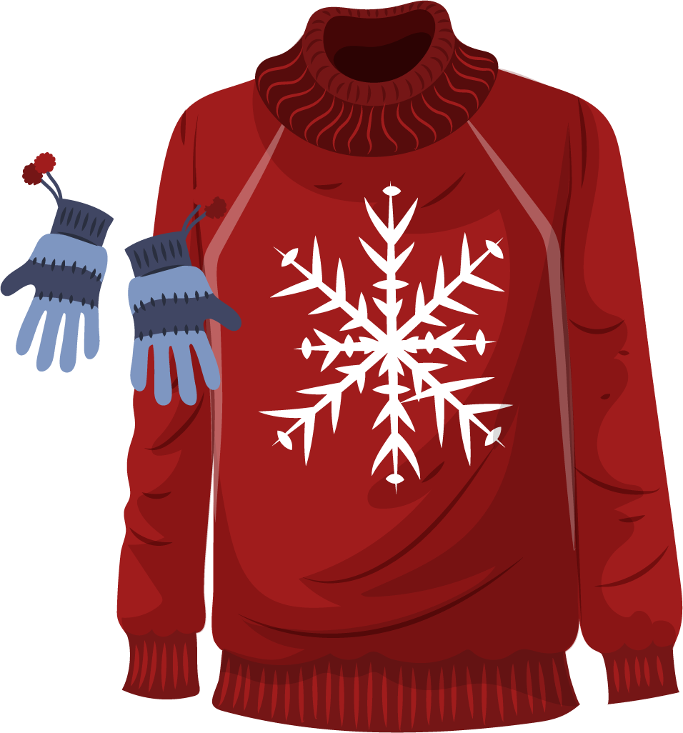 hand drawn winter clothes essentials for cozy seasonal style featuring warm sweaters and gloves
