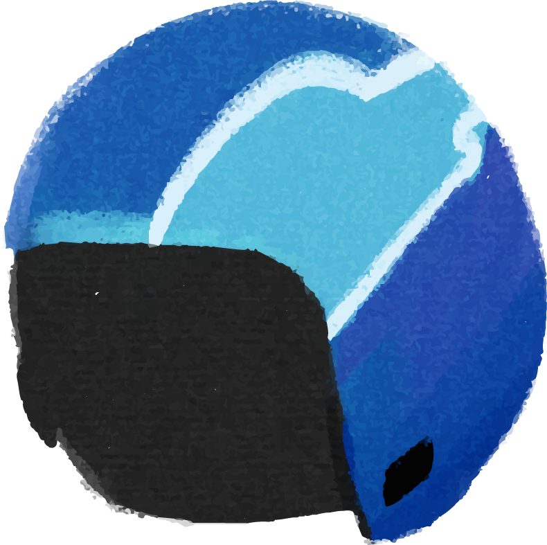hand drawn winter sport equipment featuring a stylish helmet for skiing and snowboarding enthusiasts