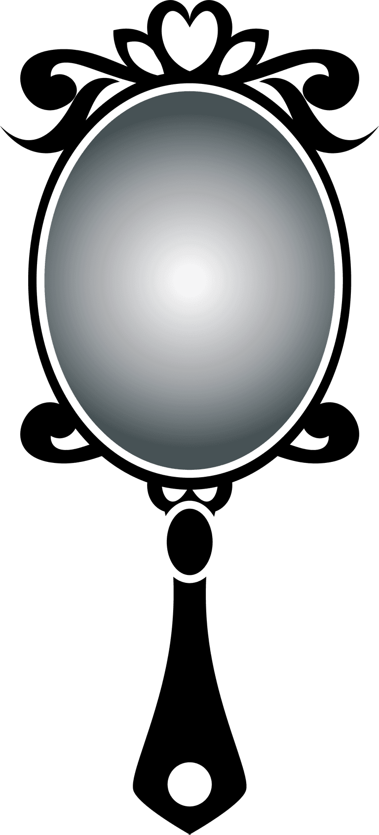 hand mirror collection of black vintage hand mirror vectors that have a swirly decorative style