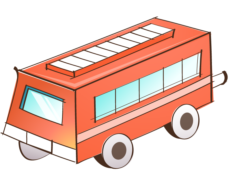 hand painted style icon vector of a charming red shuttle bus for travel apps