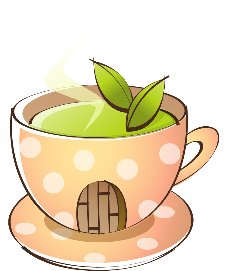 charming hand painted style icon vector of a whimsical tea cup with green tea