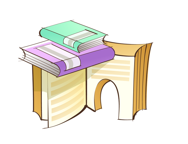 hand painted style icon vector of colorful books stacked with open pages