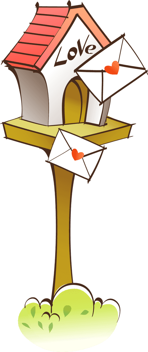 hand painted style icon vector of a whimsical love letter mailbox illustration