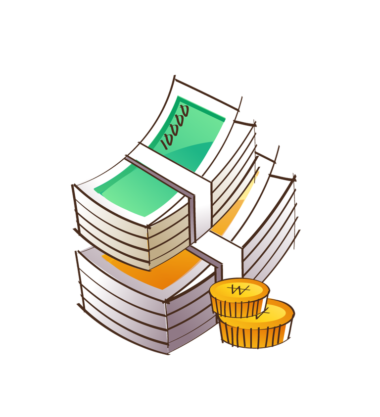 hand painted style icon vector of cash and coins for finance and budgeting apps