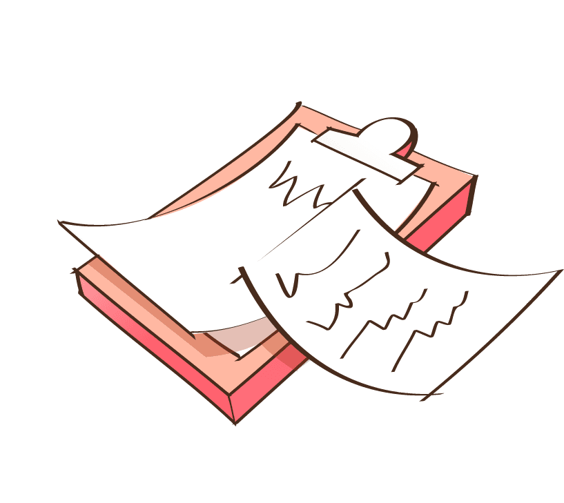 hand painted style icon vector of a document clipboard with papers for note-taking