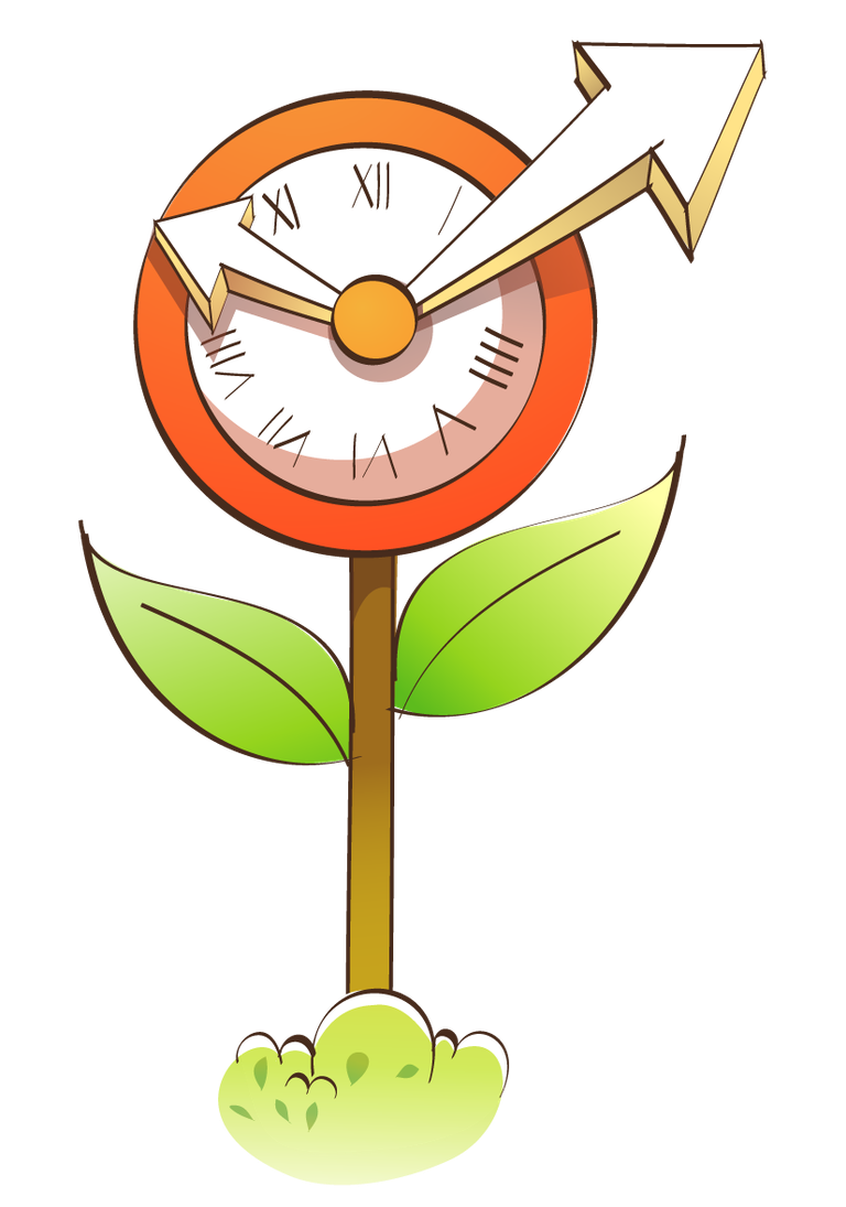 hand painted style icon vector of a clock flower symbolizing time management and growth