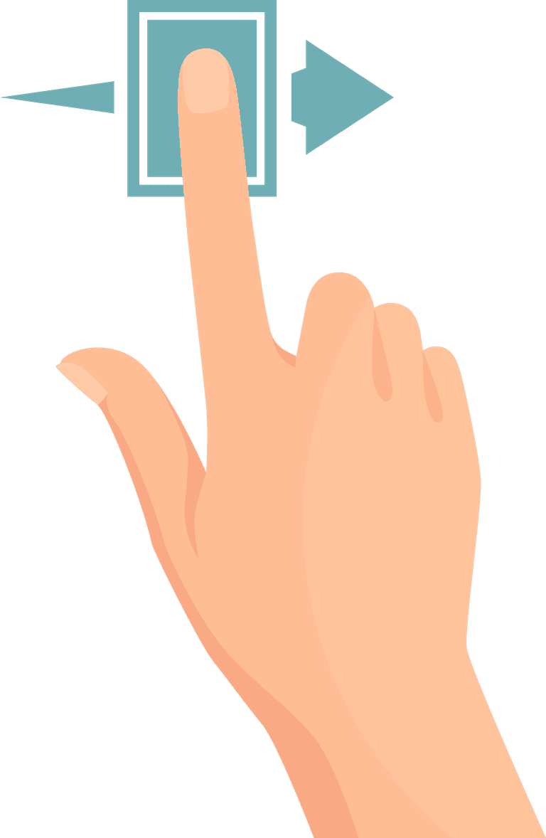 hand touch screen hand gestures flat colored icon series with arrows showing direction