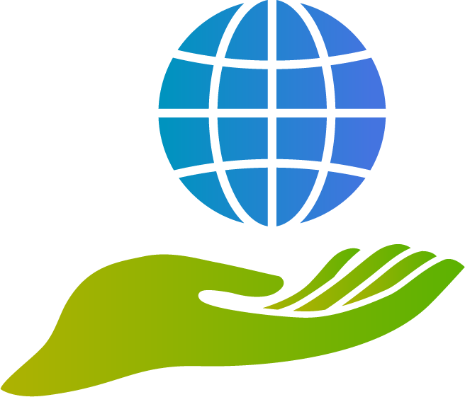 hands palm up icon holding a globe symbolizing support for global connectivity