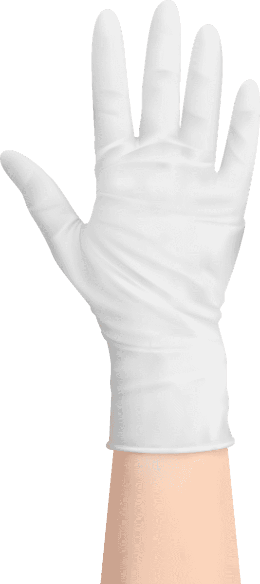 hands with gloves different poses for medical and hygienic purposes in clean environments