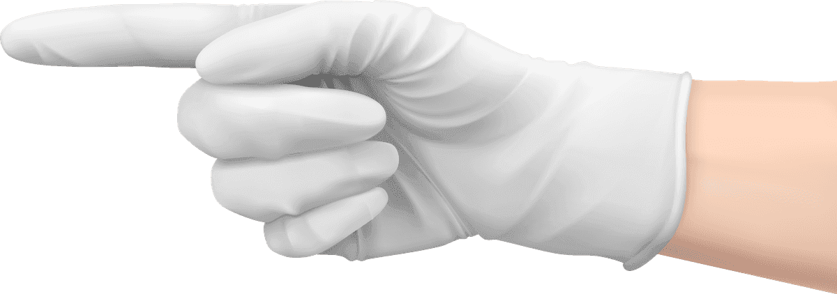 hands with gloves different poses for medical and safety applications