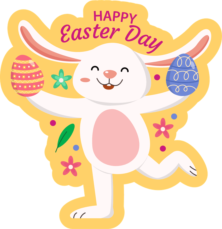 happy birthday lettering and rabbit cute easter rabbit stickers