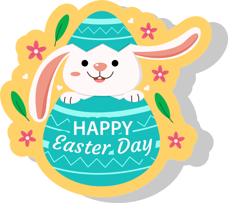 happy birthday lettering and rabbit cute easter rabbit stickers