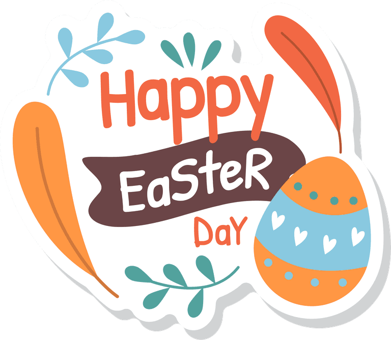 happy birthday lettering and rabbit happy easter sticker collection