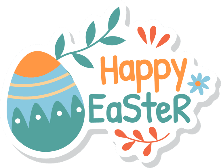 happy birthday lettering and rabbit happy easter sticker collection