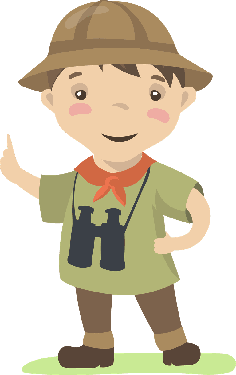 happy children scout costumes flat set web design