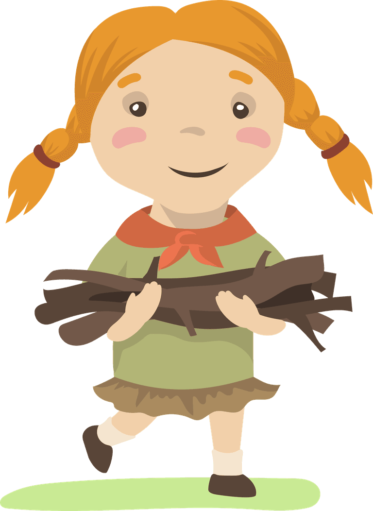 happy children scout costumes flat set web design