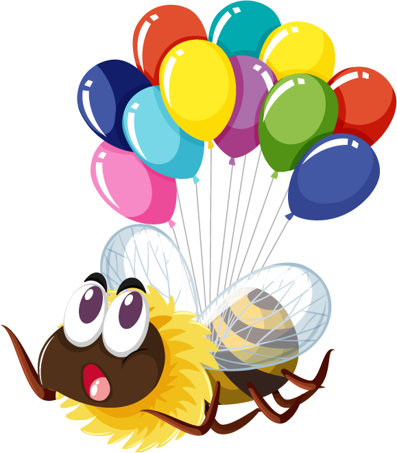 hardworking bee set insect sticker with colorful balloons for playful designs