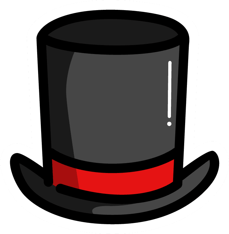 hat illustration sticker collection featuring classic top hats for fun party decor