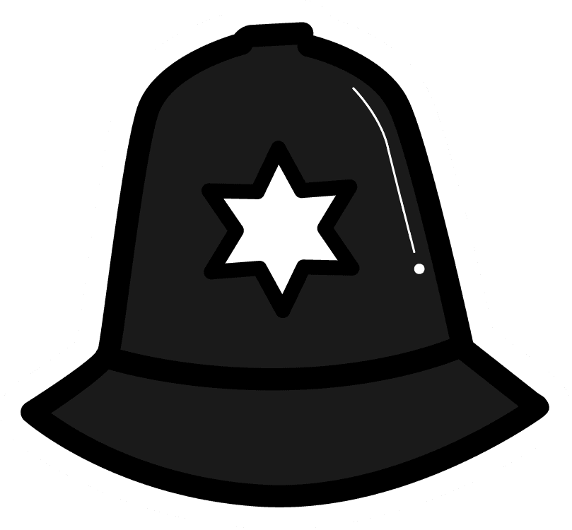 hat illustration sticker collection featuring bold and fun police hat designs for creative projects