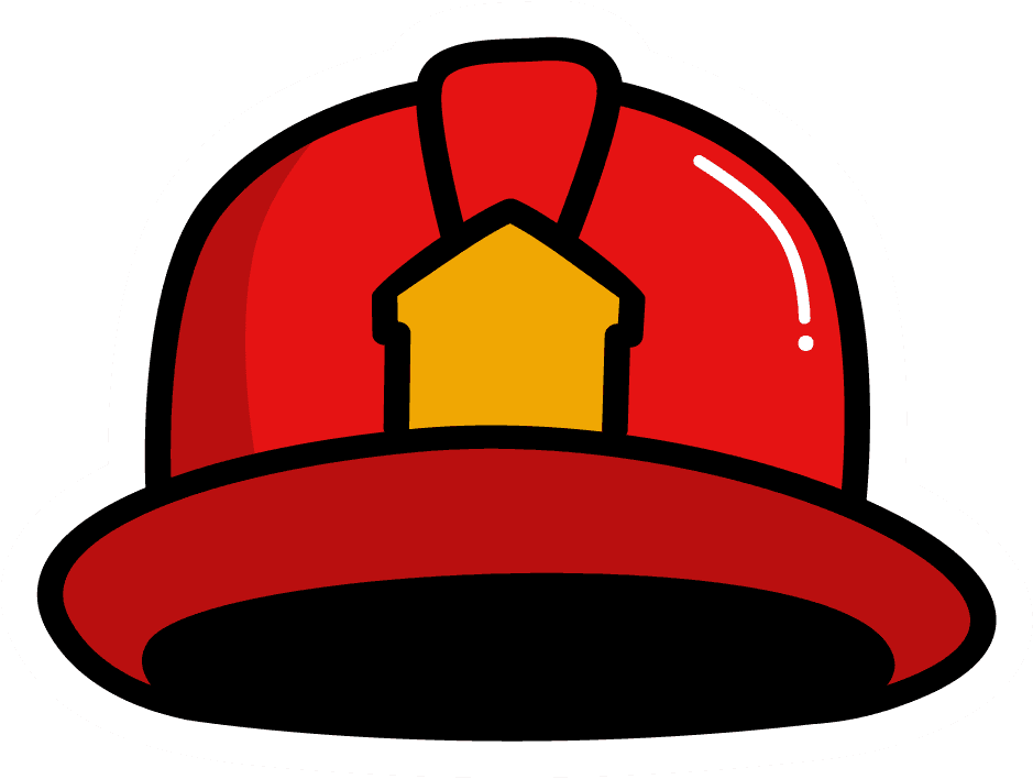 hat illustration sticker collection featuring vibrant fireman helmets for playful themes