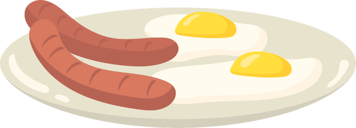 healthy breakfast meals set converted with eggs and sausages for nutritious mornings