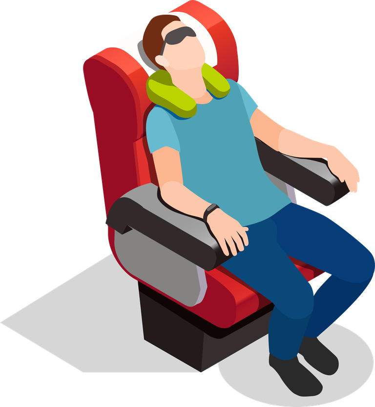 healthy sleep disorders characters relaxing in a travel chair for better rest and recovery