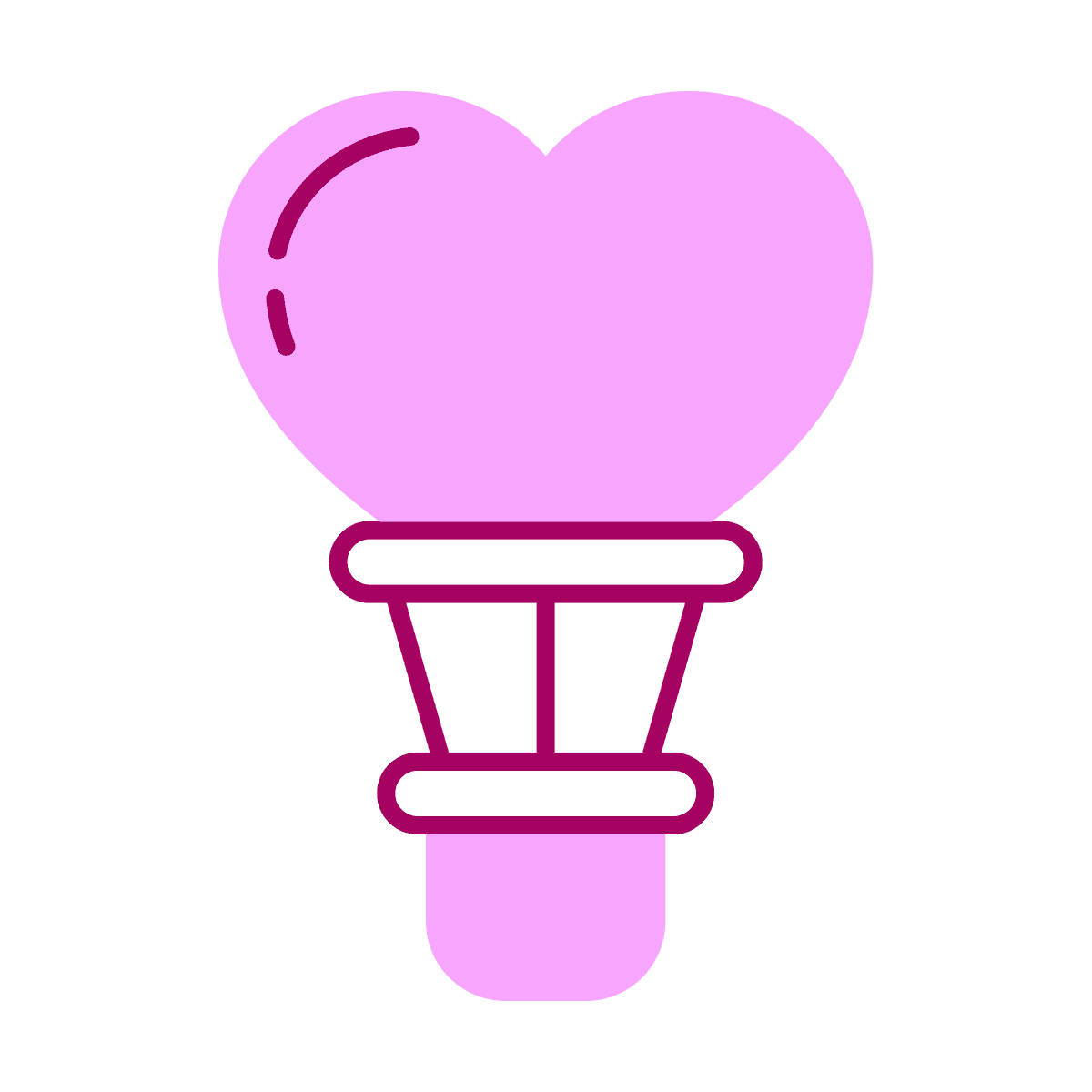 playful heart lightbulb icon in pink