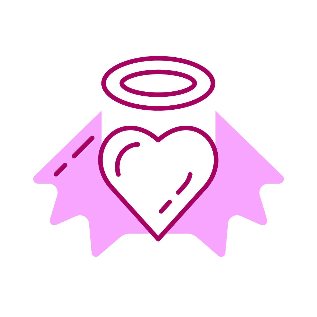 playful angel wings heart icon