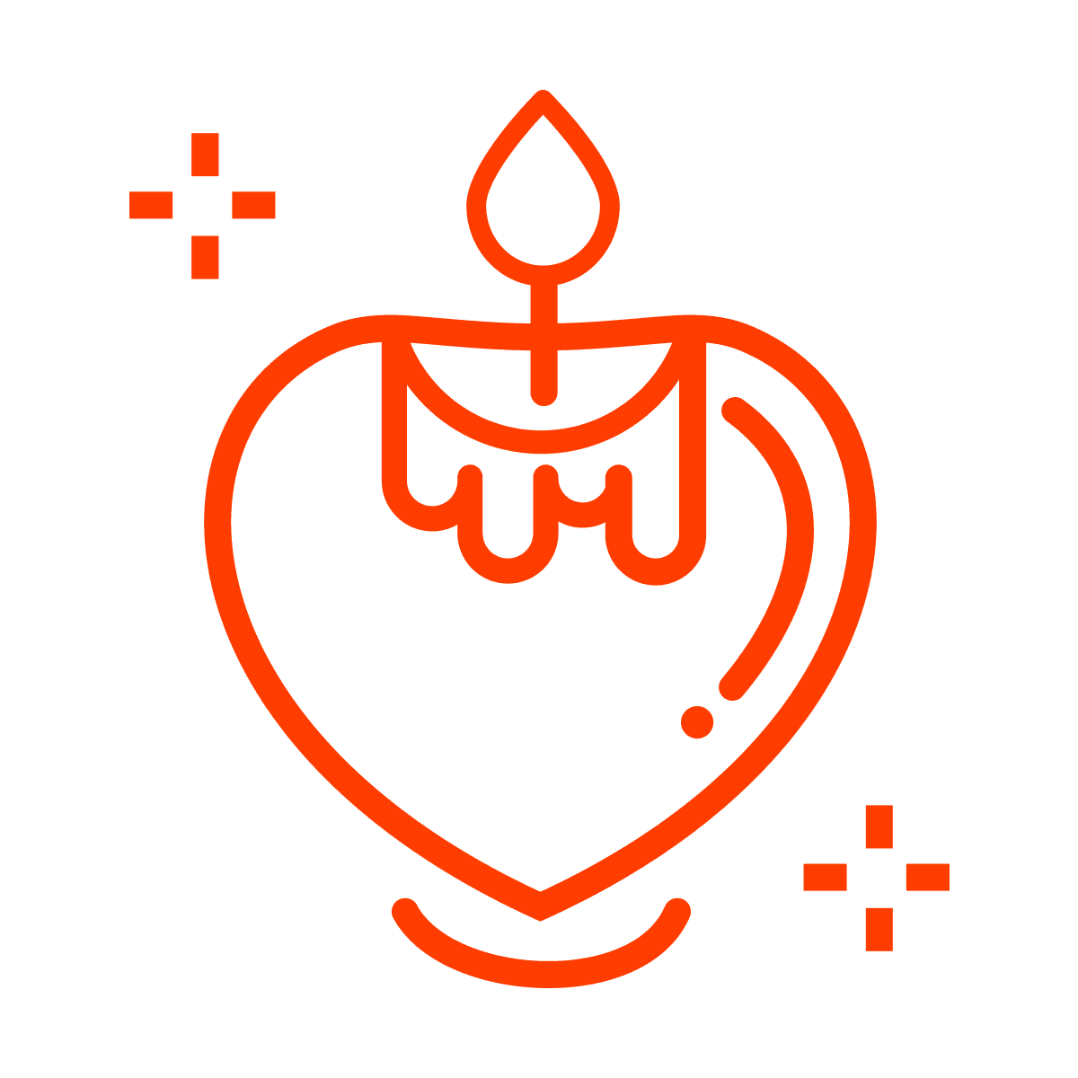 romantic heart candle icon in bold red