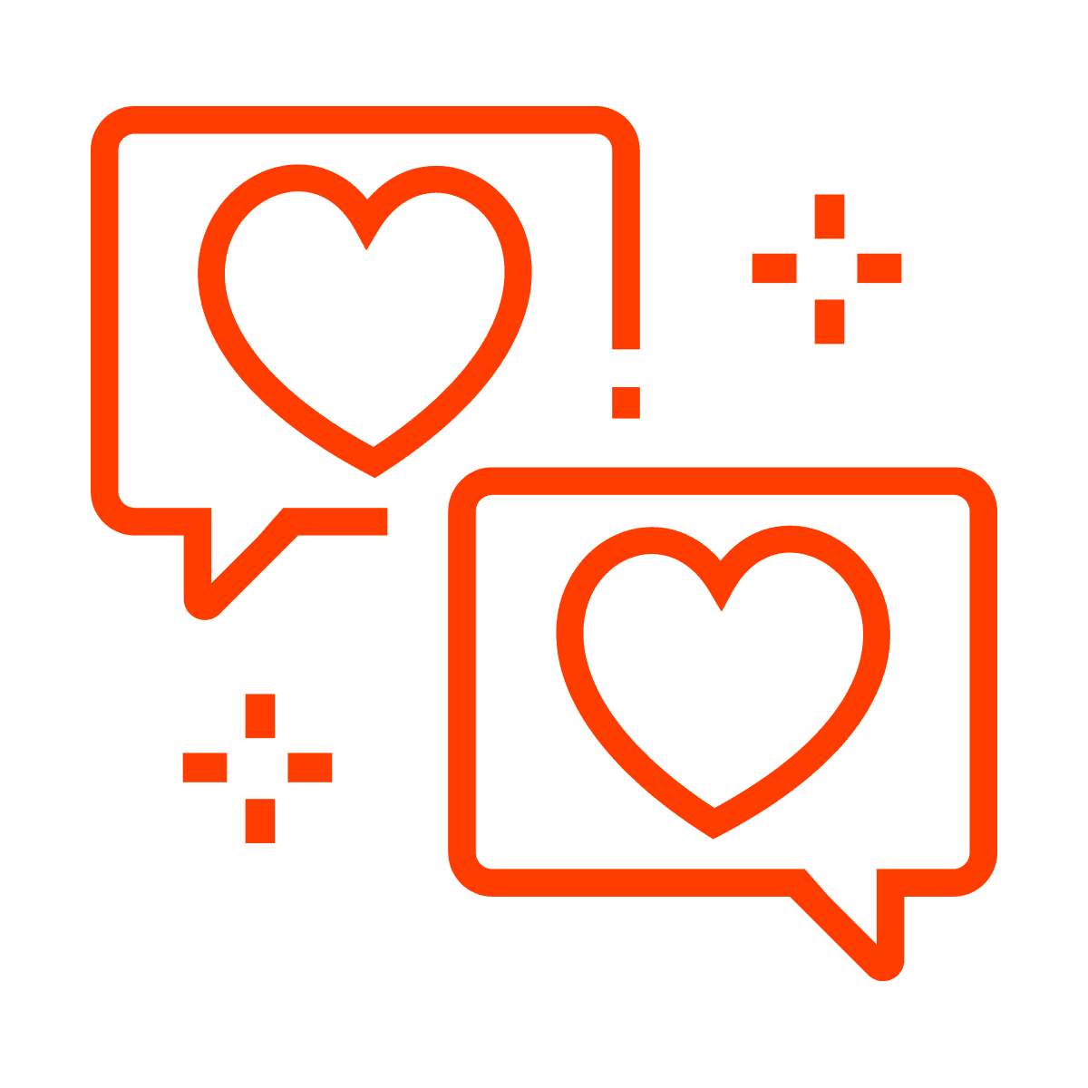 playful heart icons in bold red style