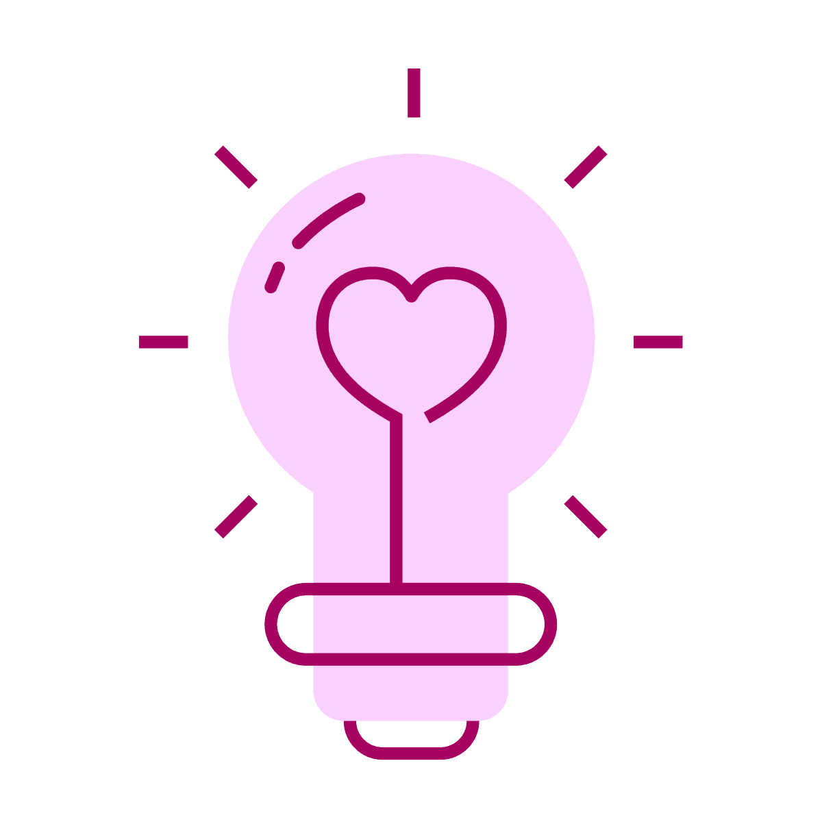playful heart lightbulb icon for creative projects