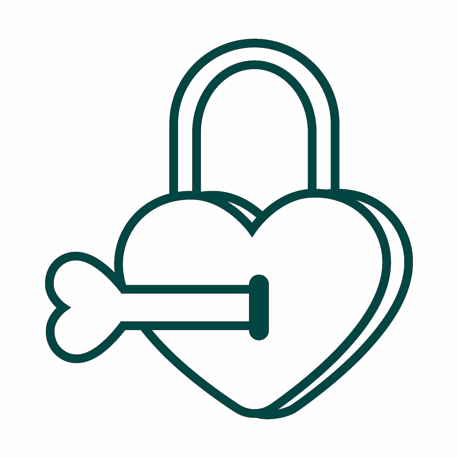 heart lock and key icon line art