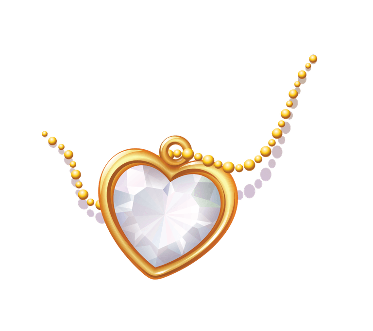 heart pendant roses and pigeons illustration