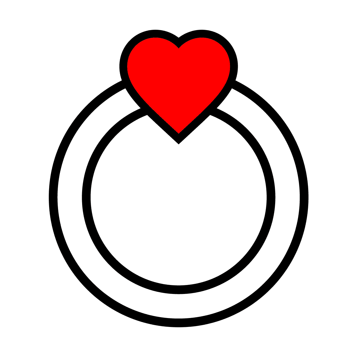 minimal line art heart ring icon for romantic social media posts