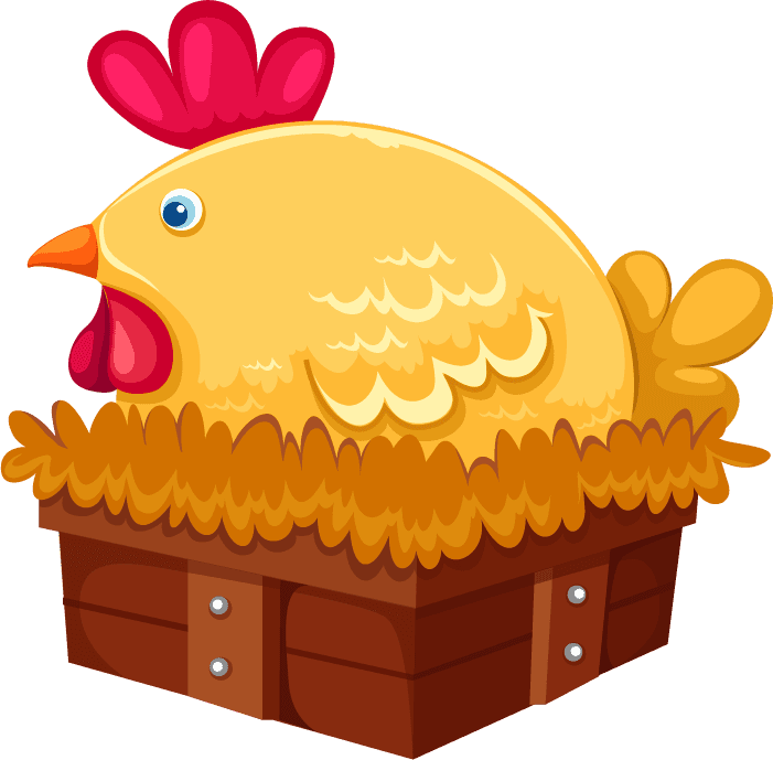 adorable hen cartoon animals vector nestled in a cozy straw-filled nest