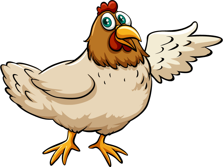 cheerful hen chicken fresh eggs illustration for farm and kitchen decor