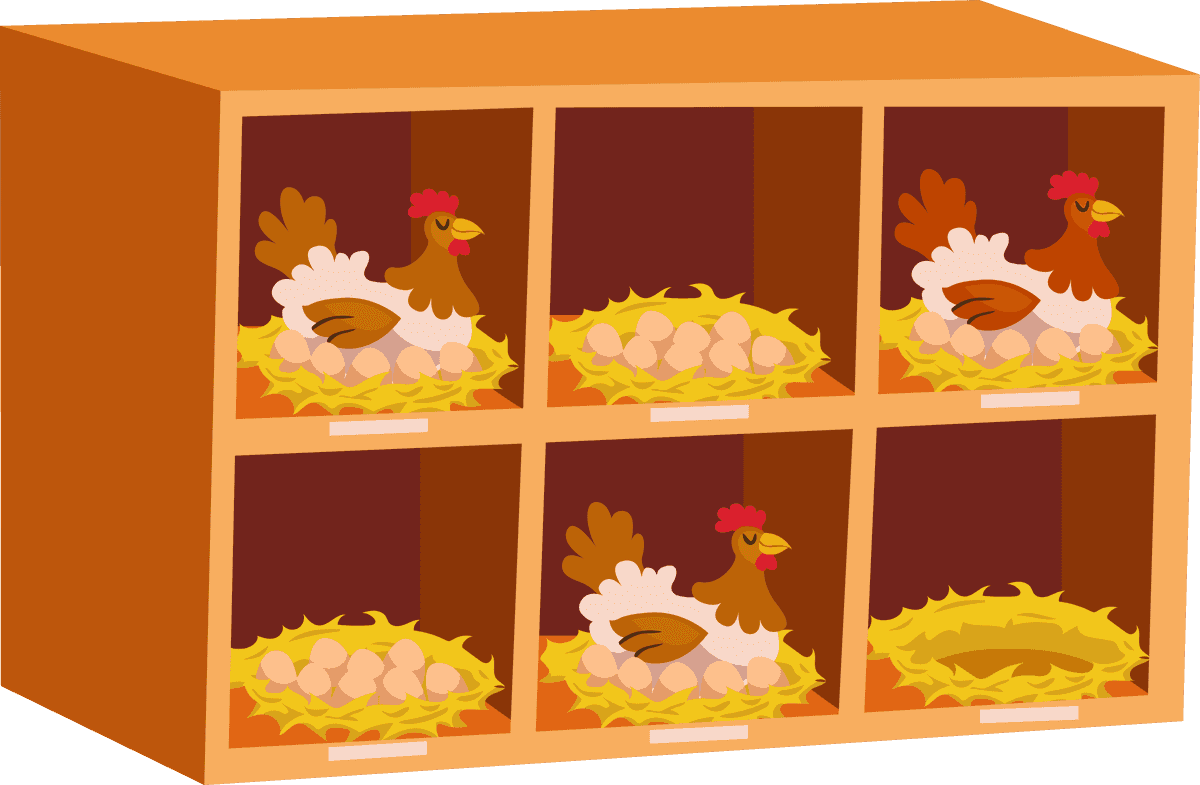 henhouse poultry farm elements set featuring nests, hens, and eggs for your farming projects