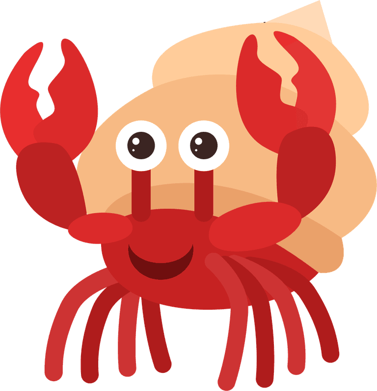 hermit crab sea animals on round badges illustration