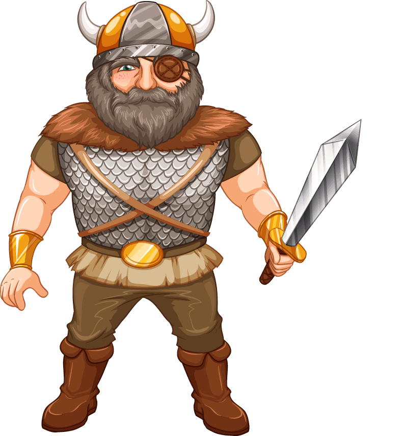 hero set medieval character featuring a fierce viking warrior with detailed armor and weaponry