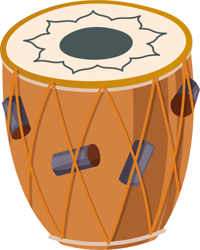 high drum india elements cuisines music instruments sketch