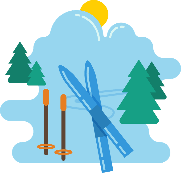 hiking camping flat icons collection kayaking diving skiing hunting illustration